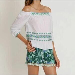 Letarte Off Shoulder Embroidered Top Womens Size Medium